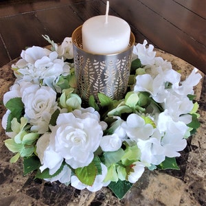 Spring Farmhouse Candle Ring-Everyday White Table decor-Farmhouse Table Topper-Luxury French Country Candle Ring-French Country Table Swag