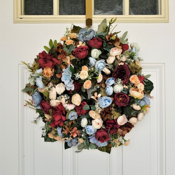 Luxury Modern Elegance Front Door Wreath-Colorful Tuscan Front Door Hanger-Shabby Chic Cottage Modern Door Hanger Decor-Designer Porch Decor