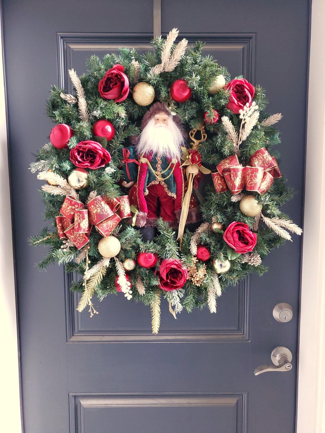 Large Luxury Door Christmas Wreath-elegant Santa Christmas Door Hanger ...