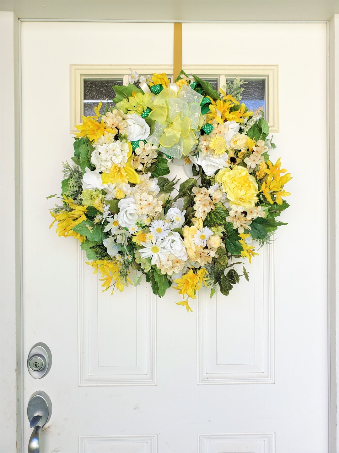 Summer Yellow Farmhouse Wreathyellow Porch Decoryellow Front Etsy