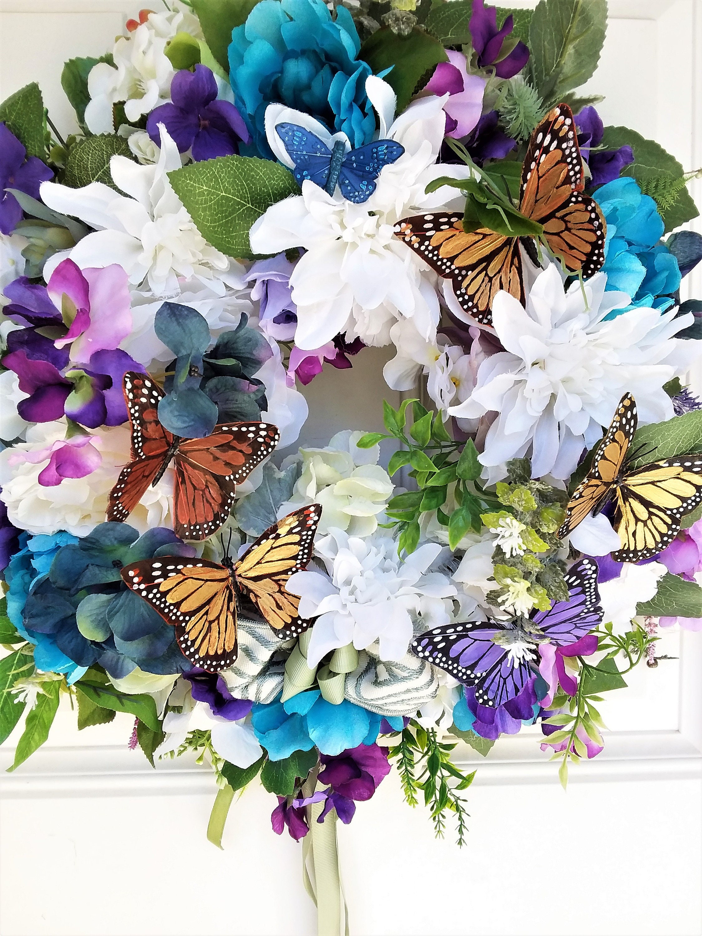 Butterfly Home DecorButterfly Floral WreathThe BUTTERFLY Etsy