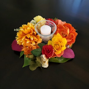 Luxury Floral Votive Candle Holder-Autumn Floral Votive Candle Ring-Small Votive Candle Ring-Autumn Table Decor-Fall Accent Candle Holder