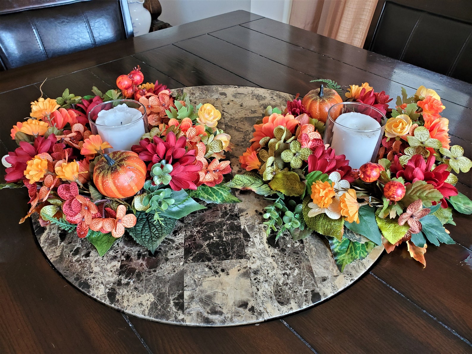 Fall Floral Harvest Rush Pumpkin Candle Ring