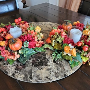 Fall Floral Candle Ring Set-Autumn Thanksgiving Candle Holder Set-Thanksgiving Table Candle Ring Set-Fall Candle Ring Set-Thanksgiving Gifts