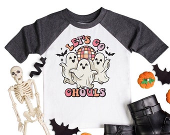 Let's Go Ghouls Toddler Girls Halloween Three-Quarter Sleeve T-Shirt