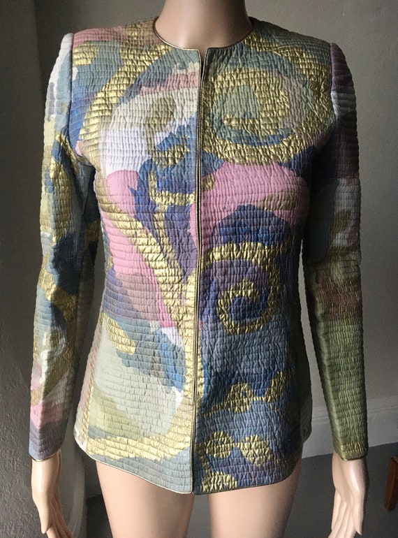 Mary McFadden COUTURE Multicolor Quilted Jacket