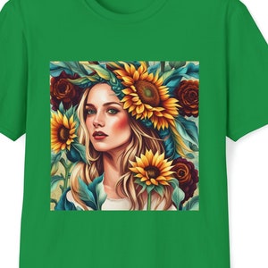 Bohemian Shirt Floral Blouse Boho Blouse Sunflower Gift Peasant Blouse Sunflower Boho Chic Clothing Top Floral Tshirt Summer Festival Top