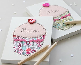 Personalised cupcake embroidered notepad