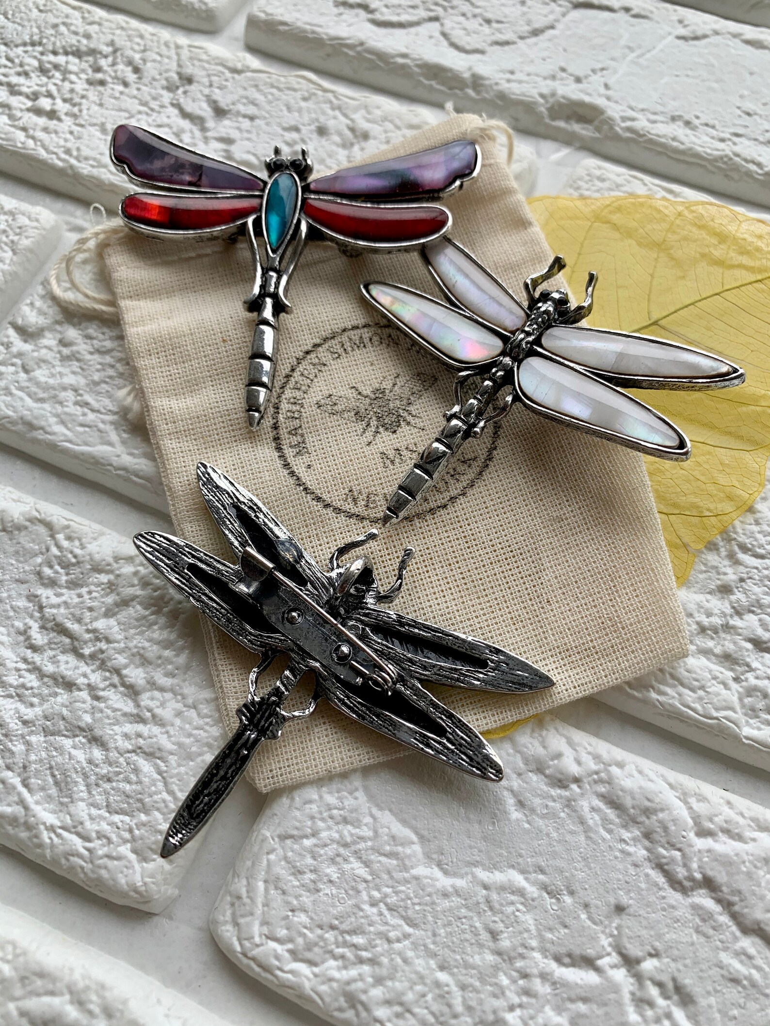 Dragonfly Brooch Pin 3 Colors Etsy