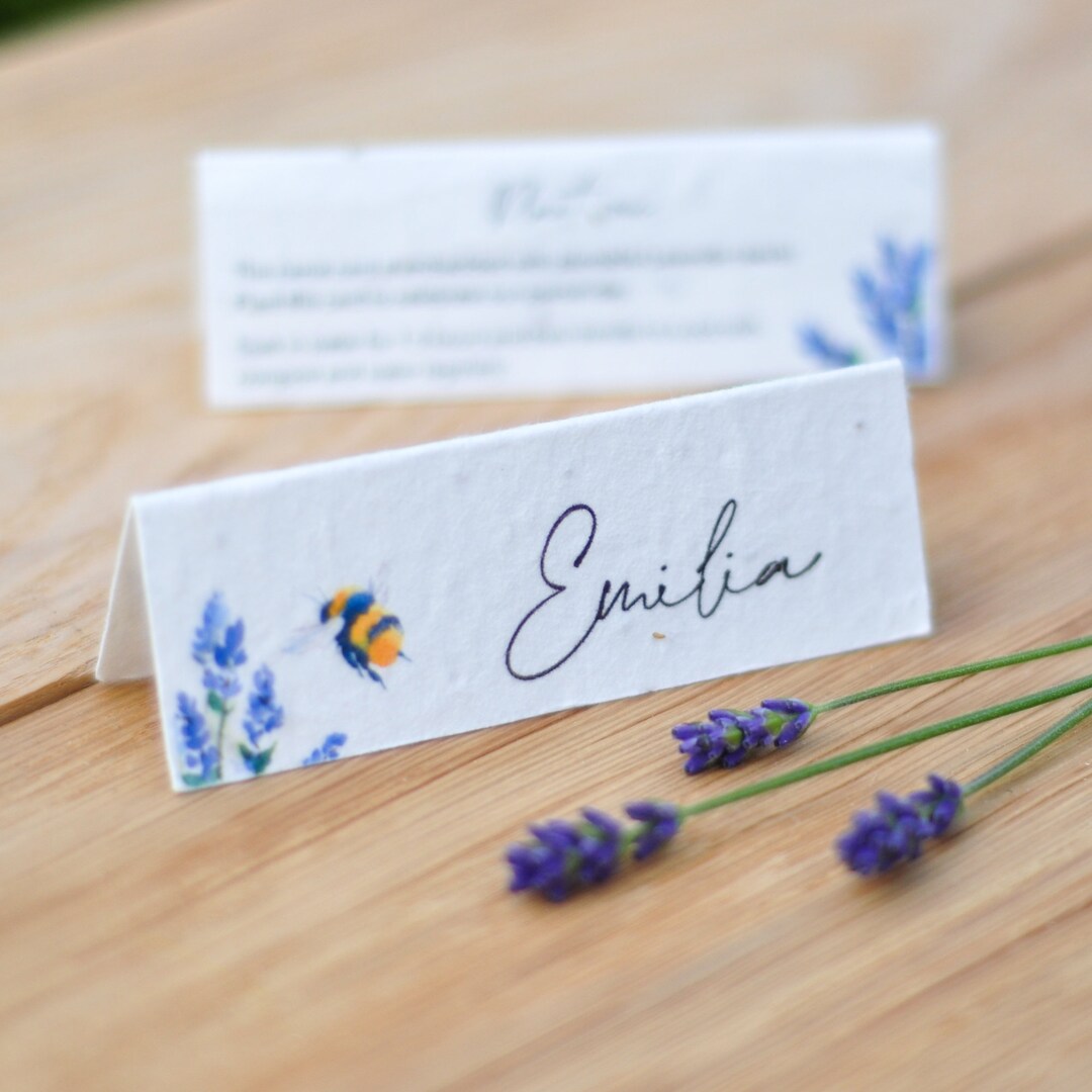 Plantable Wedding Place Card Seed Paper Name Card Bee Wedding Place