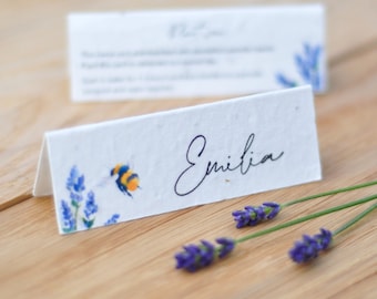 Plantable Wedding Place Card | Seed Paper Name Card | Bee Wedding Place Card | Flower Place Card | Wedding Favour Card | Lavender Name Card