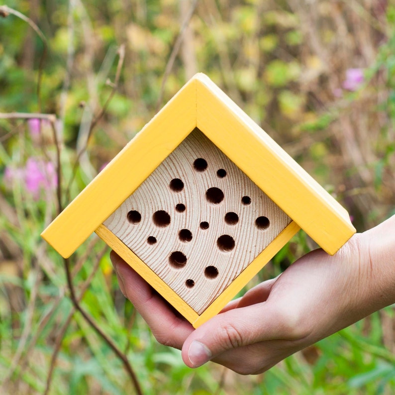 Bee Hotel Mini Bee House Gift for Gardeners Housewarming gift Gardener Gift Garden Gifts Mothers Day Gift Vegan Secret Santa image 1