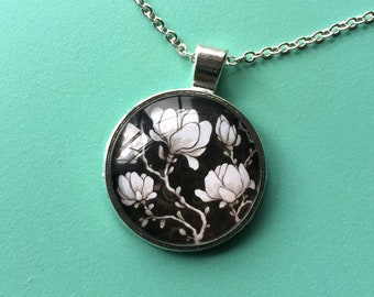 Blooming Magnolias Pendant Necklace | Original Illustrated Floral Jewelry