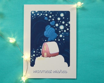 Warmest Wishes Winter Greeting Card with Envelope | 5"x7" Cozy Holiday Card for Friends and Loved Ones