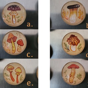 Earthy Mushrooms 1 Handmade Magnets Cute & Cozy Autumnal Round Fungi Magnets image 3