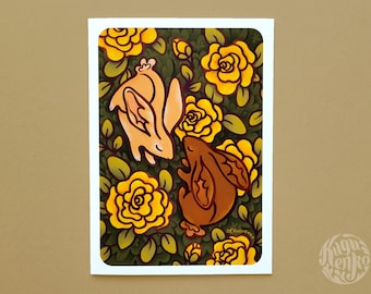 Reunited Rabbits Greeting Card with Envelope | 5"x7" Cute Bunny Card for Your Love