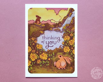 Thinking of You Greeting Card with Envelope | 5"x7" Thoughtful Card for Everyday Encouragement, Sympathy, Empathy, Longing