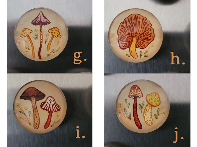 Earthy Mushrooms 1 Handmade Magnets Cute & Cozy Autumnal Round Fungi Magnets image 4