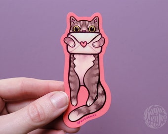 Kitty Letter Vinyl Sticker |  Cute Valentine's Cat Die Cut Sticker