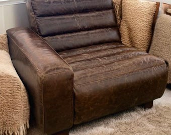 Rh Restoration Hardware Chelsea Recliner Modular Brown Leather Left Armchair Chair