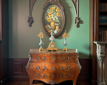 Vintage Louis XV French Marble Top Commode Bombe Chest Of Drawers 2 Avail