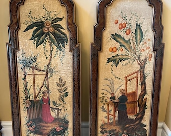 Antique Chinoiserie Wood Carving Panel: Gold Gilt Chinese Temple