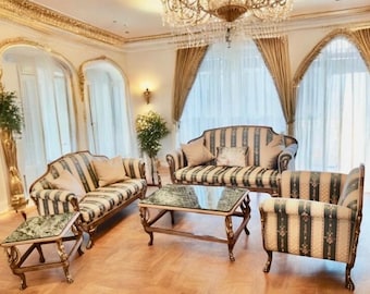 Italian Import Galimberti Lino 3p Rococo Sofa Couch Loveseat Armchair Set
