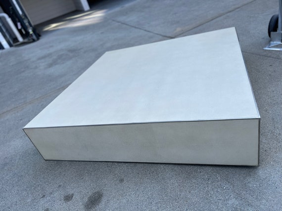 Restoration Hardware RH SAUNDERSON Shagreen Plinth Cube Coffee