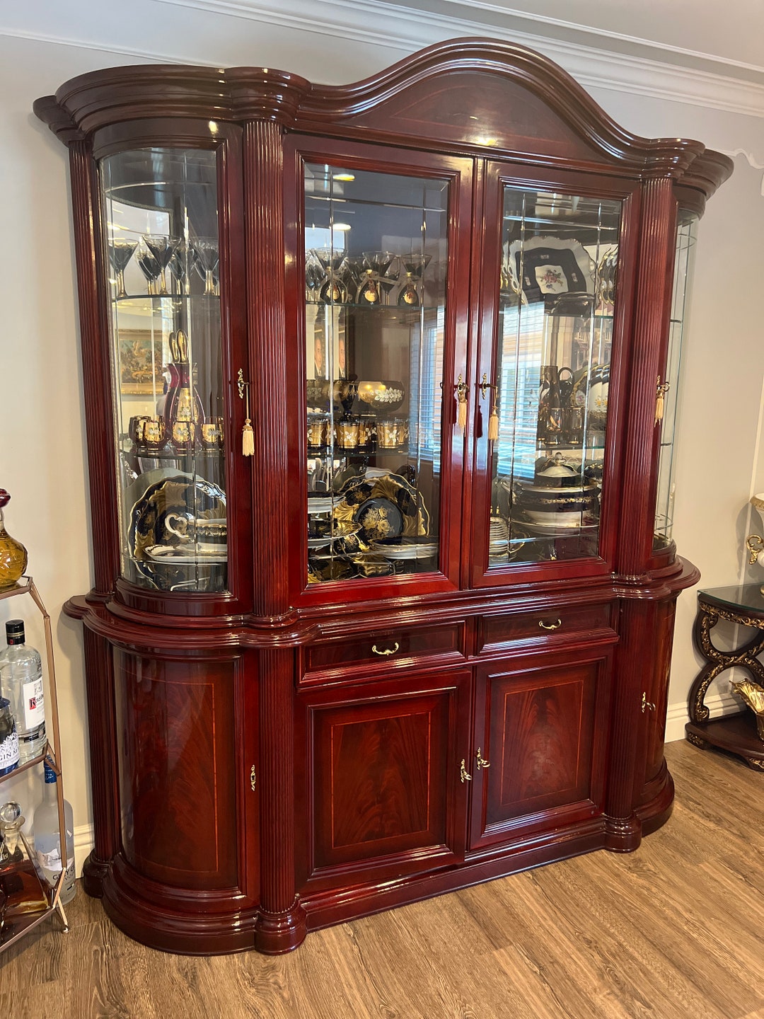 Cherry Wood Traditional Italian Imprt China Cabinet Display Vitrine - Etsy