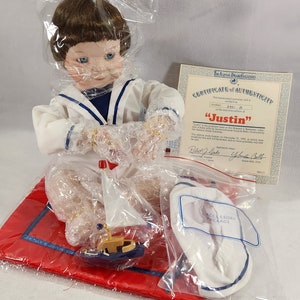 Ashton-Drake Galleries Moments to Remember &quot;Justin&quot; Sailor Boy Porcelain Doll by Yolanda Bello 1991