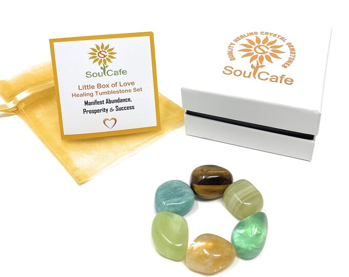Tumblestone Gift Set - Manifesting Abundance Success and Prosperity 6 Tumblestones - Healing Crystal Gemstones