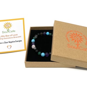 Cleanse and Clear Negative Energies Crystal Gemstone Bead Bracelet with Malachite Healing Bracelet SoulCafe Gift Box and Tag S/M/L/XL image 3