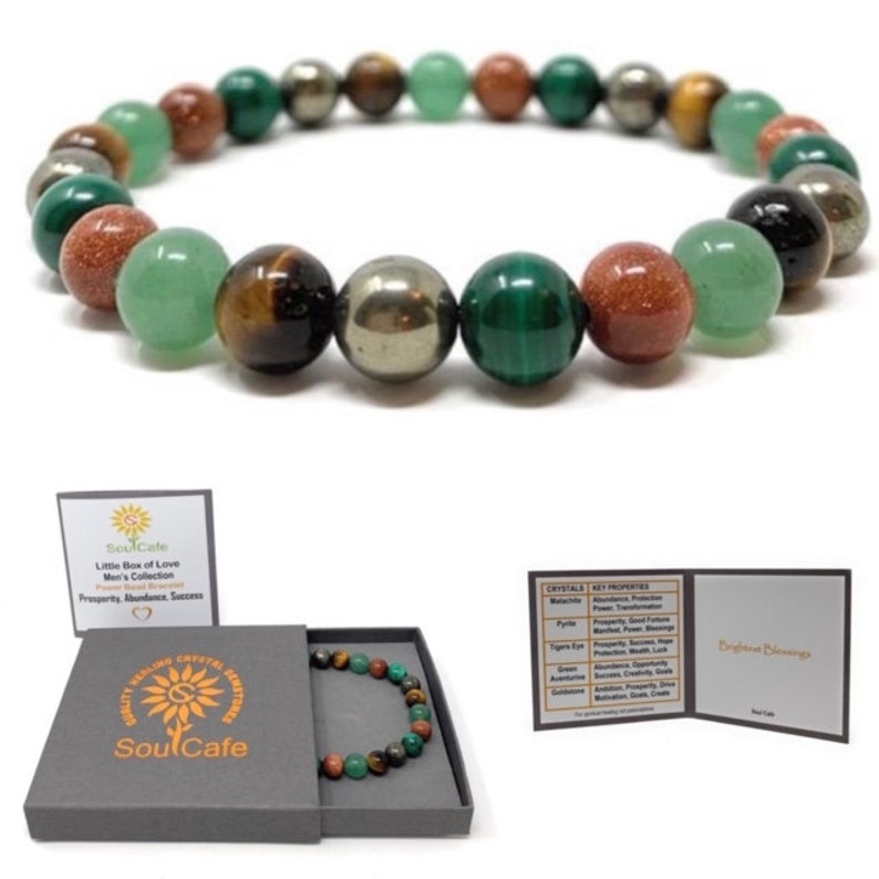 Men's Prosperity Crystal Bracelet Stretch Power Bead Etsy UK