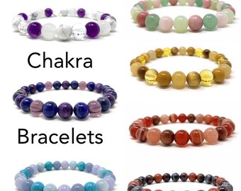 Soul Cafe Chakra Healing Crystal Bracelets - Size Choice Customisation - Includes Gift Box & Information Tag