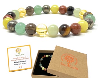 Prosperity Crystal Bracelet - Abundance Crystals - Prosperity Bracelet - Healing Crystal Gemstones - SoulCafe Gift Box & Tag - S/M/L/XL