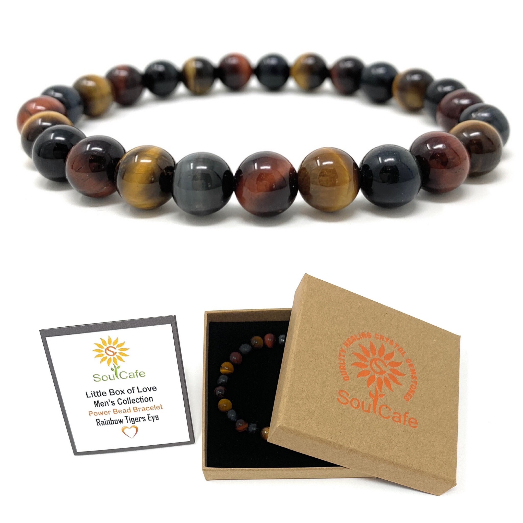 【AEKKI】Secret Code Tigers Eye Gemstone Bracelet GiS-Bracelet-Tiger-Eye-Charm-