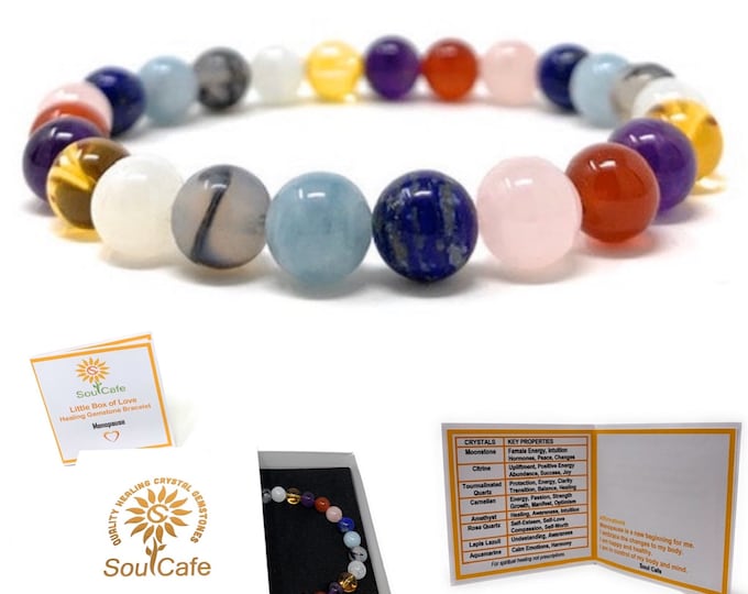 Menopause Crystal Bracelet - Power Bead Bracelet - Crystal healing Gemstone Bracelet - Soul Cafe Gift Box & Tag