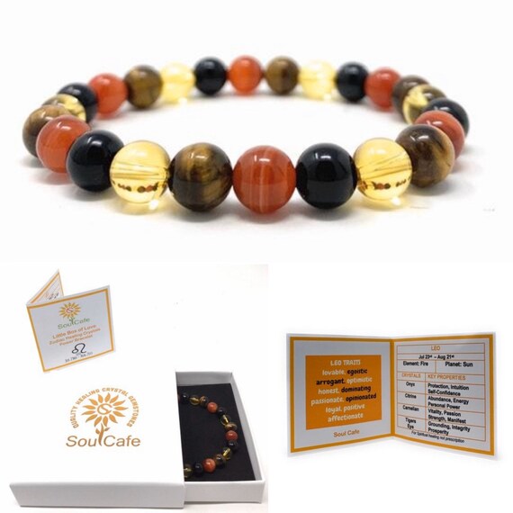 Healing stone bracelet gift for women Gift for her or him 8mm Onyx and Garnet bracelet Love and Protection jewerly Leo birthstone