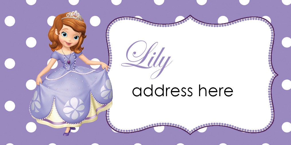 Sofia the First Address Label Digital File Etsy