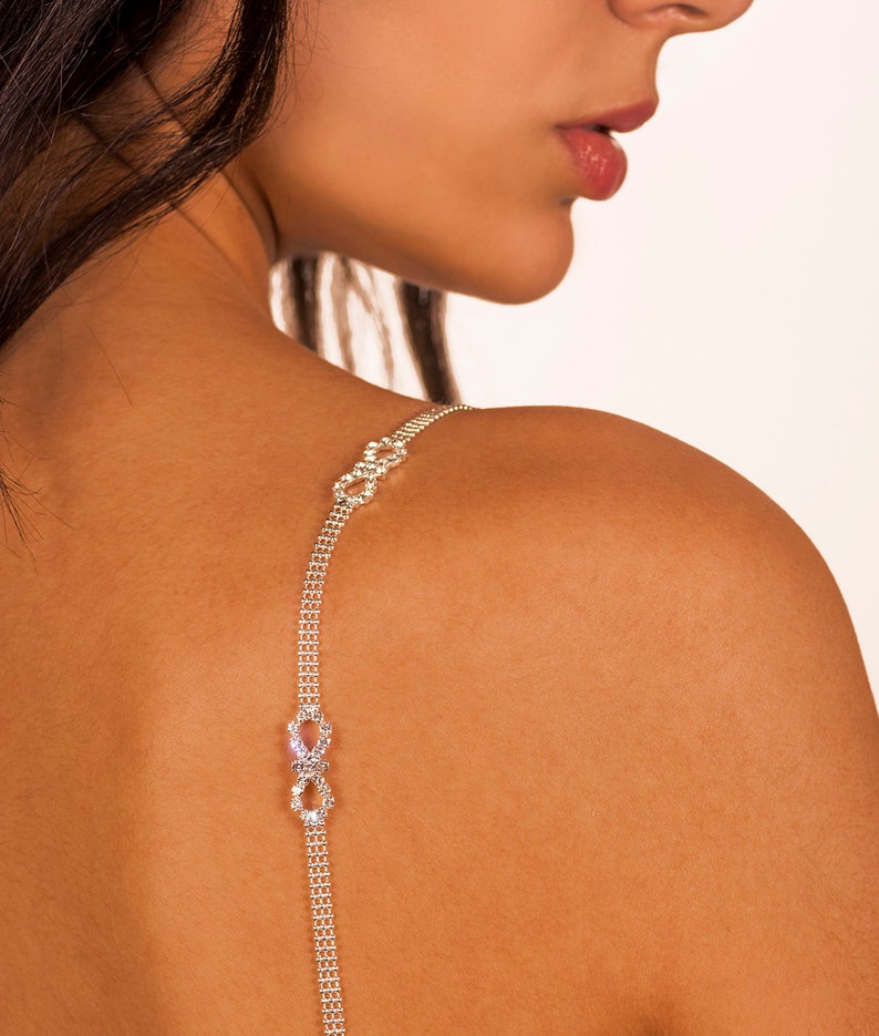 Isabella Jeweled Bra or Swimsuit Bra Straps, Strapless Bra Hack, Decorative Bra Straps, Diamante