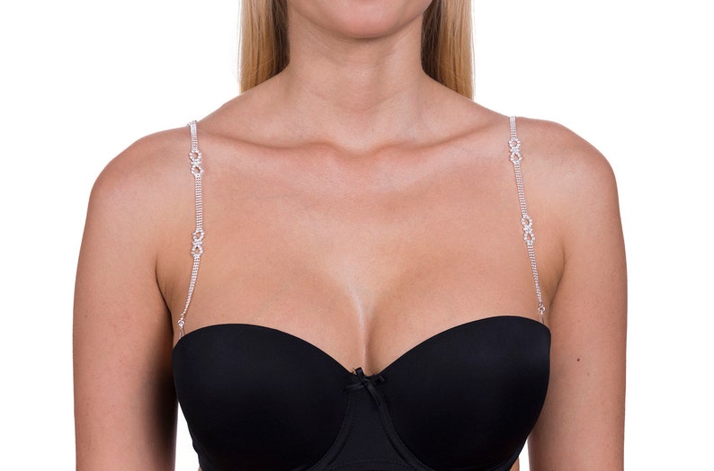 Isabella Jeweled Bra or Swimsuit Bra Straps, Strapless Bra Hack