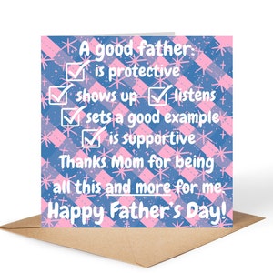 A Good Father • Father's Day Card For Mom • Single Parent • USA Spelling • Personalised Card • Standard Card • Mini Card