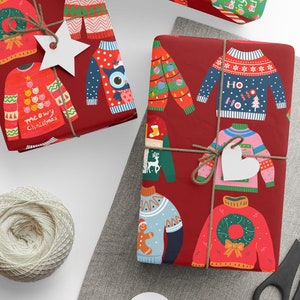Lelijke kersttrui Inpakpapier Cadeaupapier vakantie Elegante kerstcadeauverpakking Kerstcadeaupapier Seizoensgebonden cadeaupapier