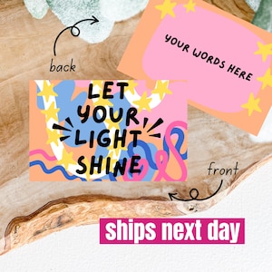 Wallet Card Let Your Light Shine • Personalised Gift • Pocket Reminder • Keepsake • Metal Wallet Card
