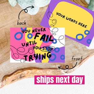 Wallet Card You Never Fail Until You Stop Trying • Personalised Gift • Pocket Reminder • Keepsake • Metal Wallet Card