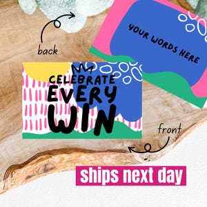 Wallet Card Celebrate Every Win • Personalised Gift • Pocket Reminder • Keepsake • Birthday Gift • Christmas Gift • Metal Wallet Card