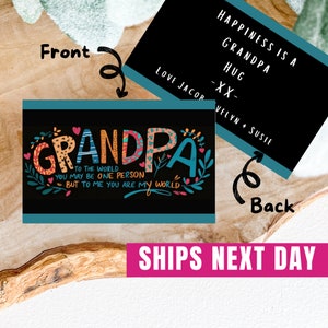 Grandpa To The World You May Be One Person Wallet Card •Personalised • Pocket Reminder • Keepsake •Birthday •Christmas • Father's Day •Metal