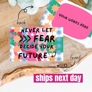 Wallet Card Never Let Fear Decide Your Future • Personalised Gift • Pocket Reminder • Keepsake • Metal Wallet Card