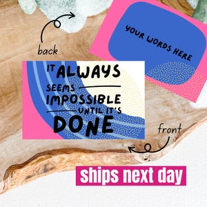 Wallet Card It Always Seems Impossible Until It's Done • Personalised Gift • Pocket Reminder • Keepsake • Metal Wallet Card