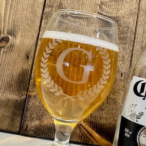 Custom Beer Goblet, Personalized Stemmed Beer Goblet, Monogramed Beer Glass 14oz - Qty of 1